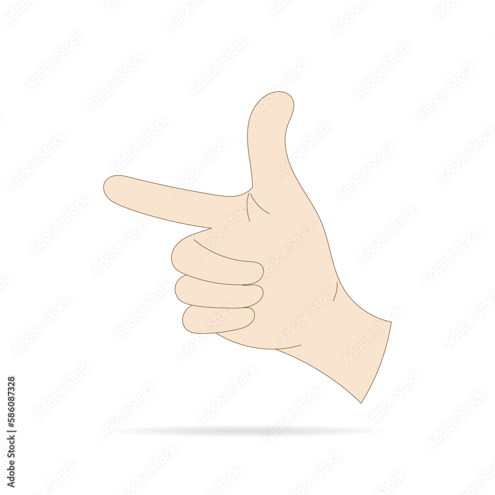 Hand pose Woman pointing index finger cartoon human hand and wrist vector Communicate or talk with emojis for messengers.