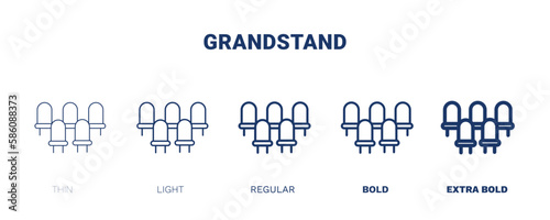 grandstand icon. Thin, light, regular, bold, black grandstand, collection icon set from education collection. Editable grandstand symbol can be used web and mobile