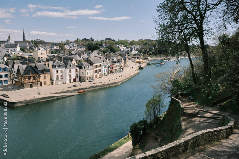 view of the city of the river, Auray morbihan, bretagne france view of the city of the river, Auray morbihan, bretagne france