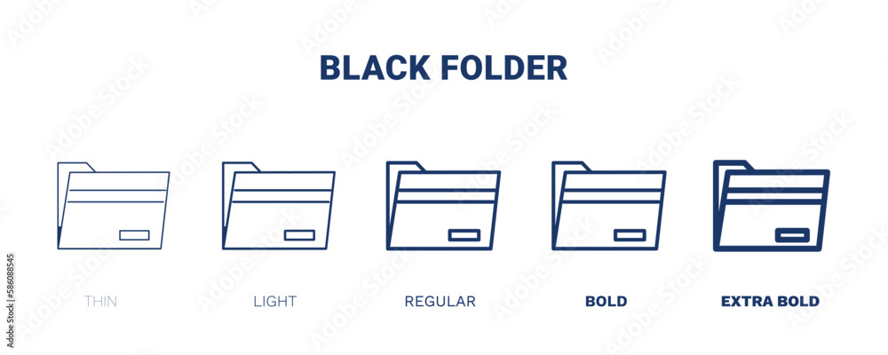 black folder icon. Thin, light, regular, bold, black black folder
