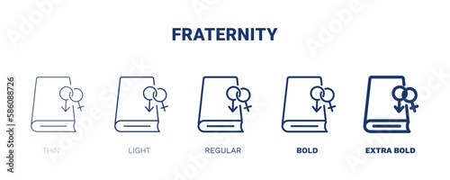 fraternity icon. Thin, light, regular, bold, black fraternity, friendship icon set from education collection. Editable fraternity symbol can be used web and mobile