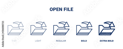 open file icon. Thin, light, regular, bold, black open file, document icon set from education collection. Editable open file symbol can be used web and mobile