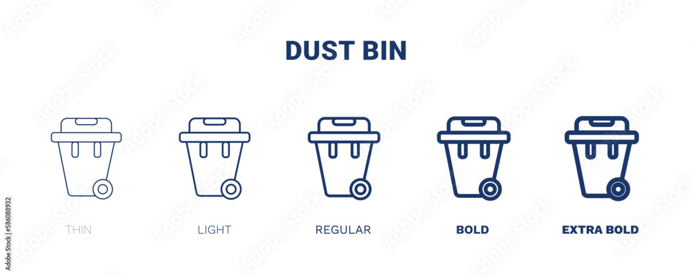 dust bin icon. Thin, light, regular, bold, black dust bin, dust icon set from ecology collection. Outline vector isolated on white background. Editable dust bin symbol can be used web and mobile