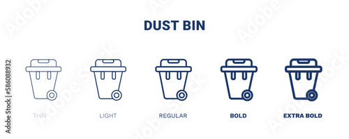 dust bin icon. Thin, light, regular, bold, black dust bin, dust icon set from ecology collection. Outline vector isolated on white background. Editable dust bin symbol can be used web and mobile
