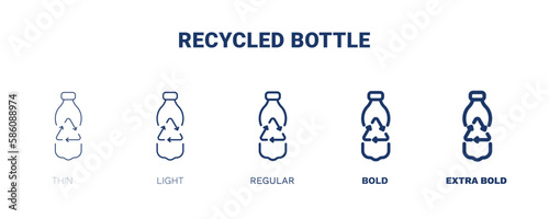 recycled bottle icon. Thin, light, regular, bold, black recycled bottle, plastic icon set from ecology collection. Editable recycled bottle symbol can be used web and mobile