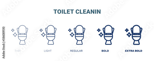 toilet cleanin icon. Thin, light, regular, bold, black toilet cleanin, laundry icon set from cleaning collection. Editable toilet cleanin symbol can be used web and mobile
