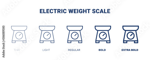 electric weight scale icon. Thin  light  regular  bold  black electric weight scale icon set from restaurant collection. Editable electric weight scale symbol can be used web and mobile