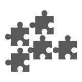 Jigsaw Puzzle Pieces vector concept icon or symbol in thin line style.