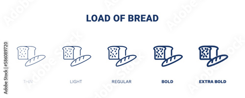 load of bread icon. Thin, light, regular, bold, black load of bread icon set from restaurant collection. Editable load of bread symbol can be used web and mobile