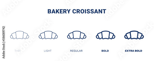 bakery croissant icon. Thin, light, regular, bold, black bakery croissant icon set from restaurant collection. Editable bakery croissant symbol can be used web and mobile