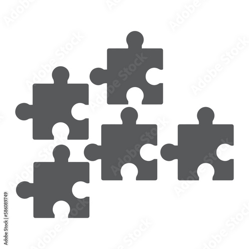 Jigsaw Puzzle Pieces vector concept icon or symbol in thin line style.
