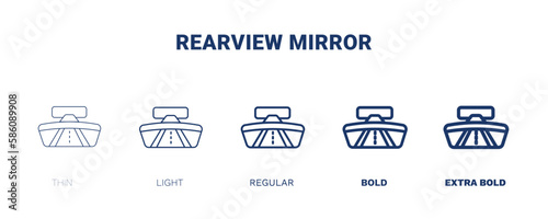 rearview mirror icon. Thin, light, regular, bold, black rearview mirror icon set from artificial intellegence collection. Editable rearview mirror symbol can be used web and mobile