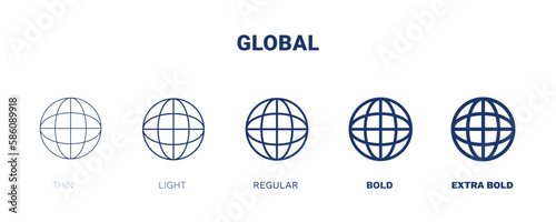 global icon. Thin, light, regular, bold, black global icon set from artificial intellegence collection. Editable global symbol can be used web and mobile
