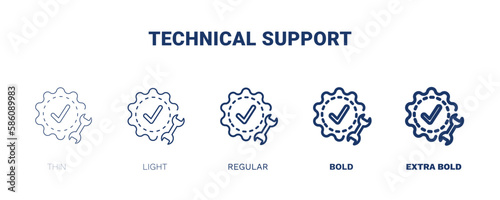 technical support icon. Thin, light, regular, bold, black technical support icon set from artificial intellegence collection. Editable technical support symbol can be used web and mobile