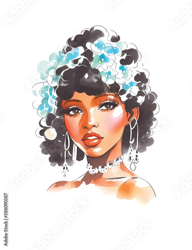 afro hair hippie woman