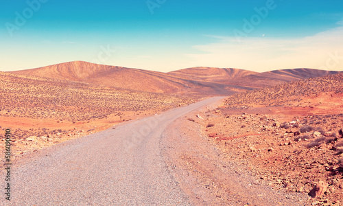 African road in desert landscape- Adventure   road trip   Morocco