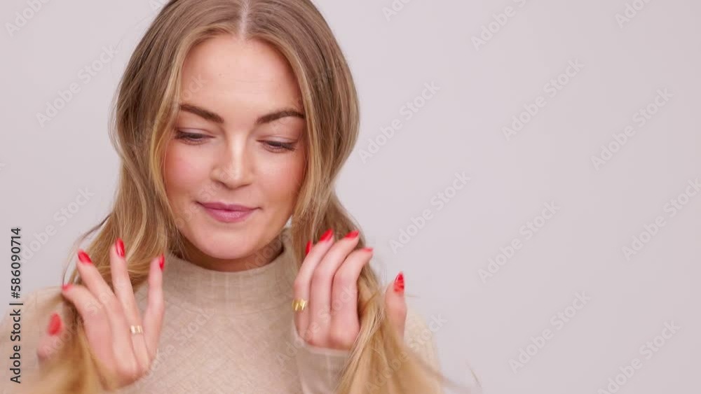 Beauty woman face healthy skin natural make up healthy beautiful female with long blonde hair. Smiling on white background. Beauty woman face healthy skin natural make up healthy beautiful female with long blonde hair. Smiling on white background.