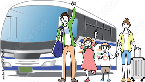 観光バスで家族旅行