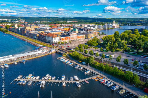 Panorama view of port at Swedish town Jönköping photo
