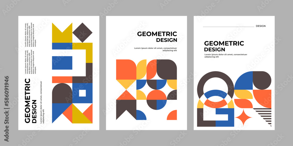 Color neo geo poster. Modern grid flyer with geometric shapes, geometry graphics and abstract background vector set. Geometry grid pattern banner vivid presentation illustration Color neo geo poster. Modern grid flyer with geometric shapes, geometry graphics and abstract background vector set. Geometry grid pattern banner vivid presentation illustration