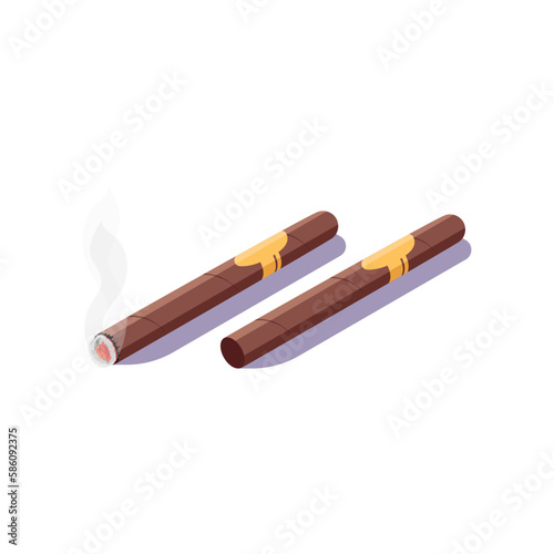 smoking isometric cigar, cigarette on a white background