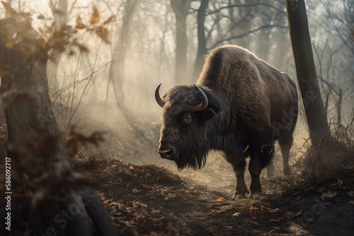 Vászonkép buffalo in the field