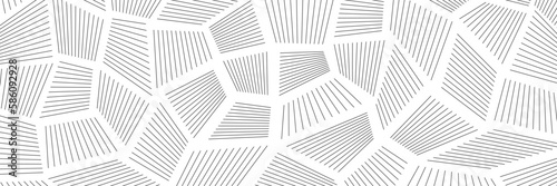Black chaotic stripes on white background, banner, vector design