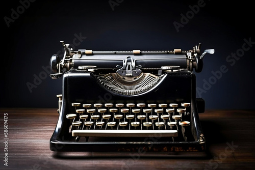 vintage typewriter retro on background. 90's concepts. Vintage style filtered photo.