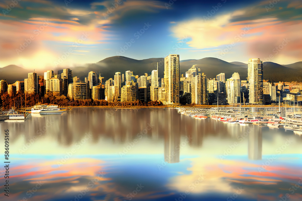 Obraz premium Beautiful view of Vancouver, British Columbia, Canada. Generative Ai