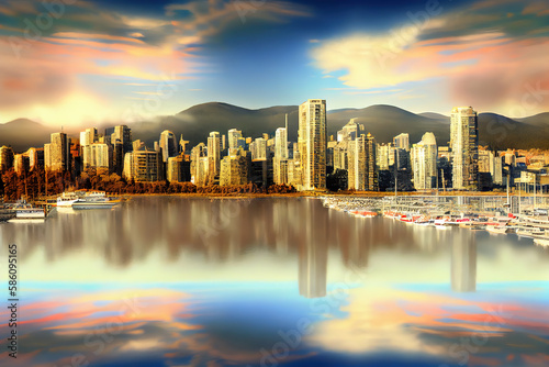 Beautiful view of Vancouver, British Columbia, Canada. Generative Ai