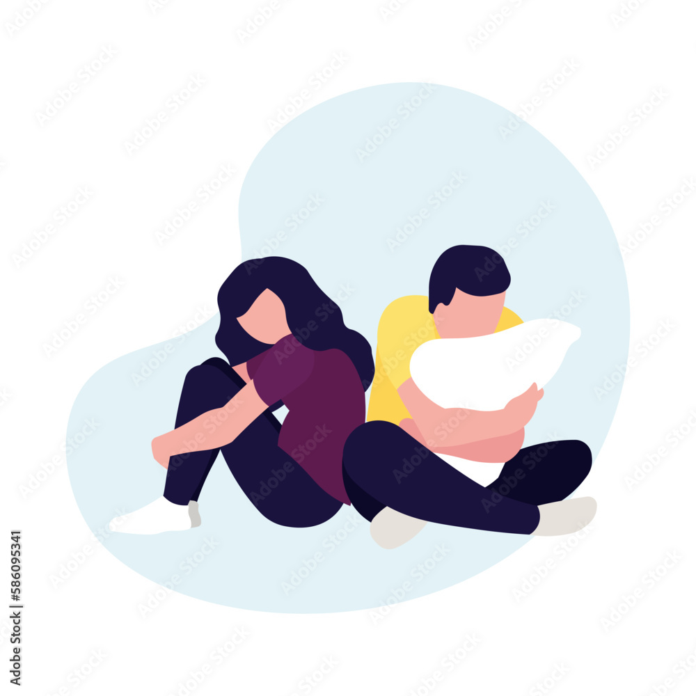 Conflicts between husband and wife. Woman and men in a quarrel.