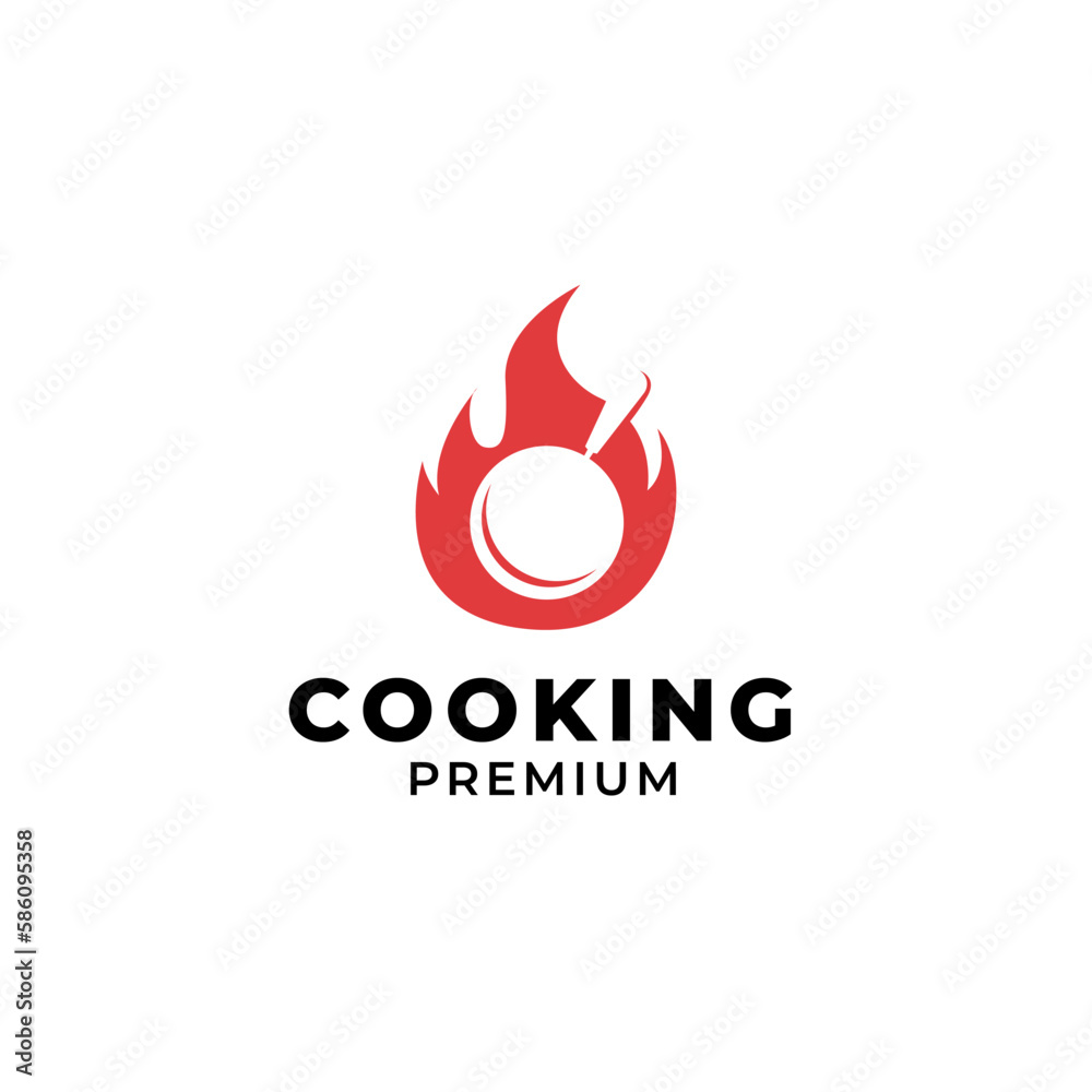Vector pan with a fire logo design concept illustration idea Vector pan with a fire logo design concept illustration idea