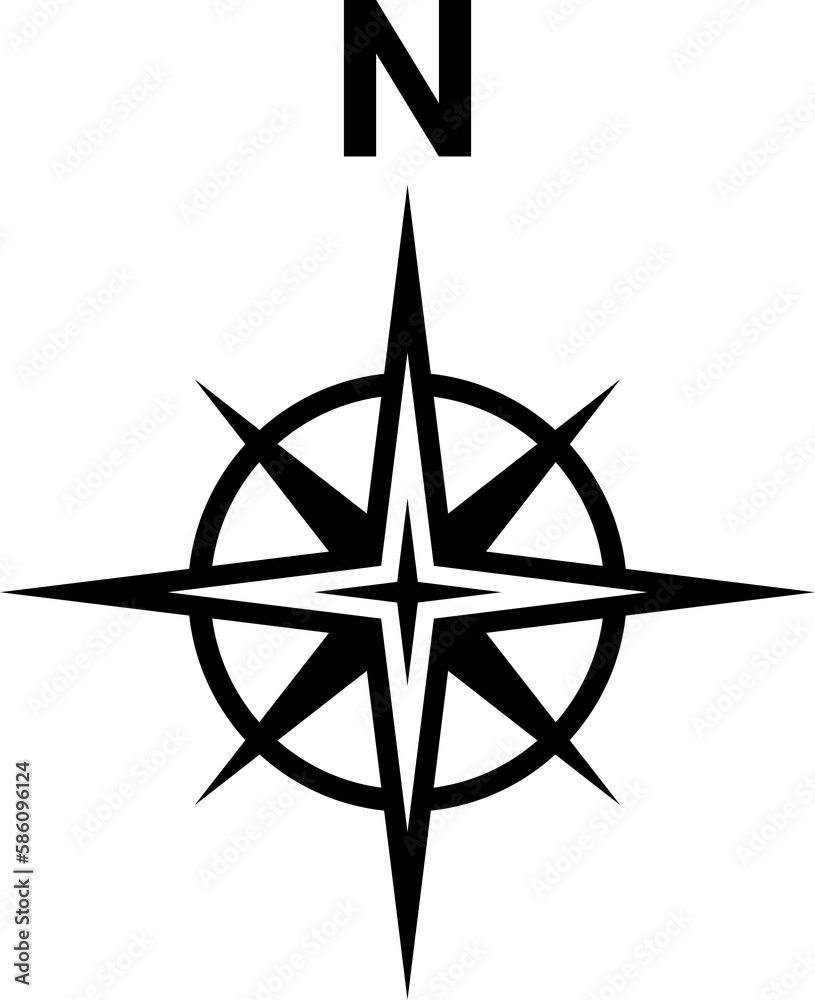 Black north symbol on white background. Black north symbol on white background.