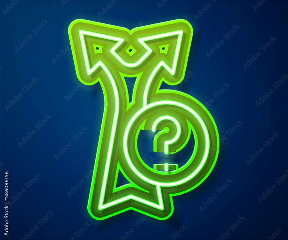 Glowing neon line Arrow icon isolated on blue background. Direction Arrowhead symbol. Navigation pointer sign. Vector Glowing neon line Arrow icon isolated on blue background. Direction Arrowhead symbol. Navigation pointer sign. Vector