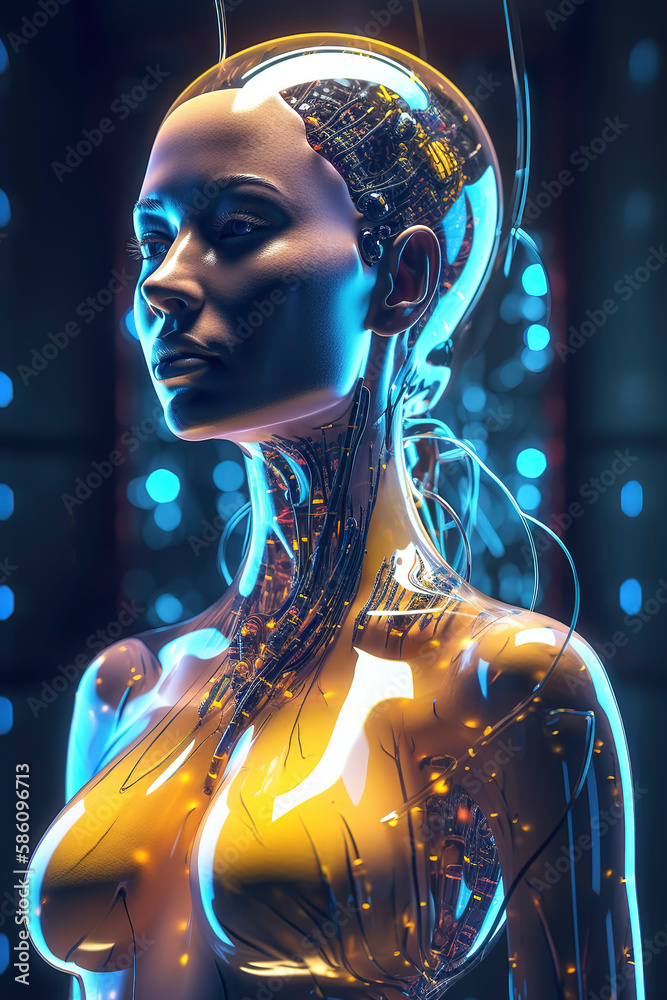The Fifth Element: Opalescent Woman Encased in Glass. Generative AI The Fifth Element: Opalescent Woman Encased in Glass. Generative AI