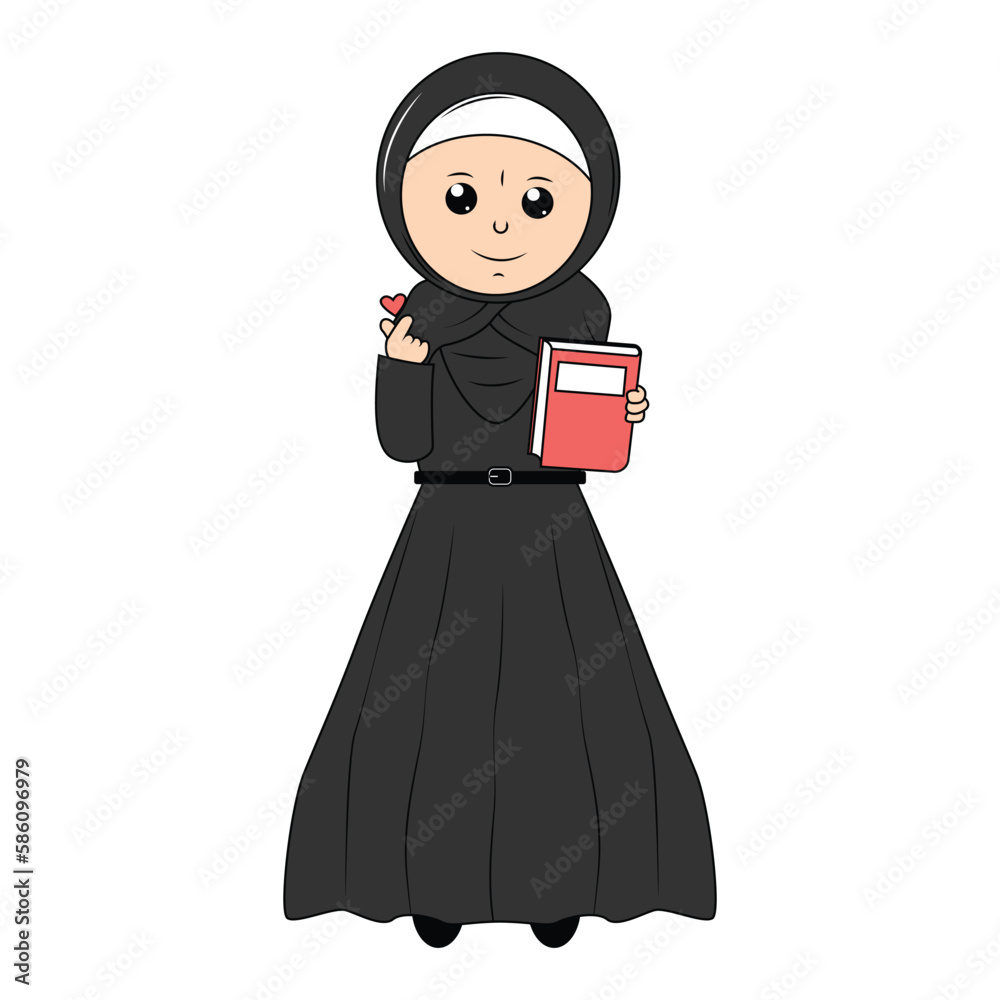 cute girl hijab cartoon illustration cute girl hijab cartoon illustration