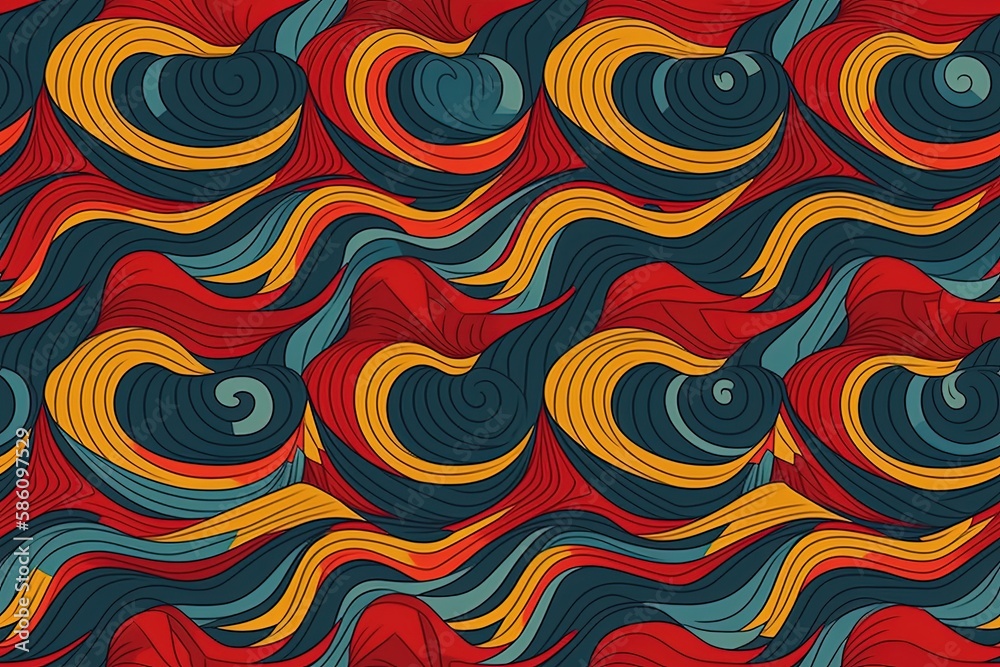 vibrant wavy pattern on a bold red background created with Generative AI technology vibrant wavy pattern on a bold red background created with Generative AI technology