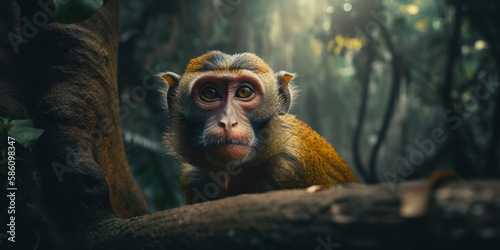 The Beauty of the Wild: Amazing Photography of a Monkey in the Jungle. Generative AI