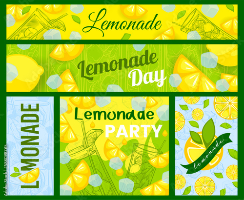 Collection of banners for advertising lemonade.