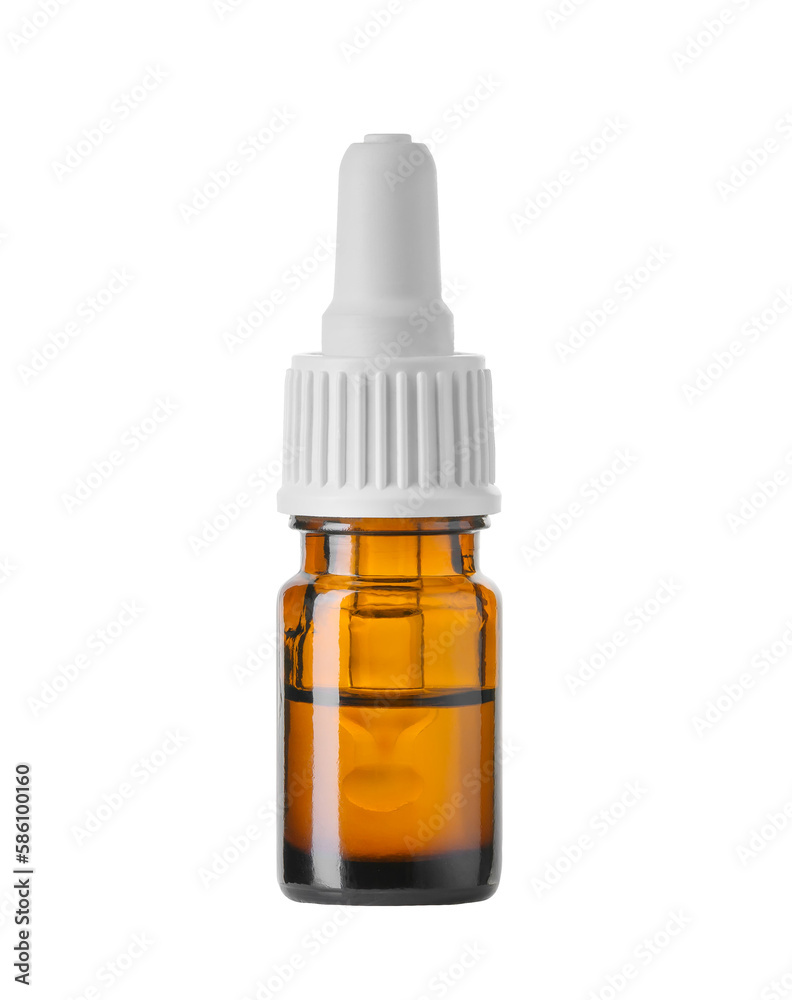 Brown glass Bottle with pipette isolated on white background Brown glass Bottle with pipette isolated on white background