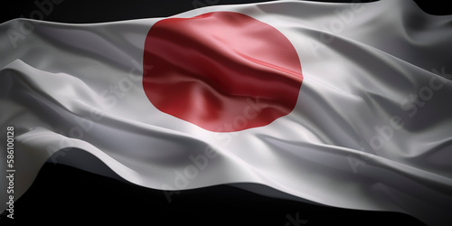 Japan's flag showcased with its iconic red and white design. Generative AI