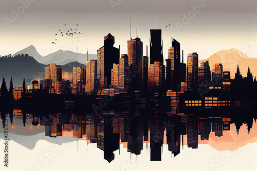 Vancouver skyline. Generative Ai