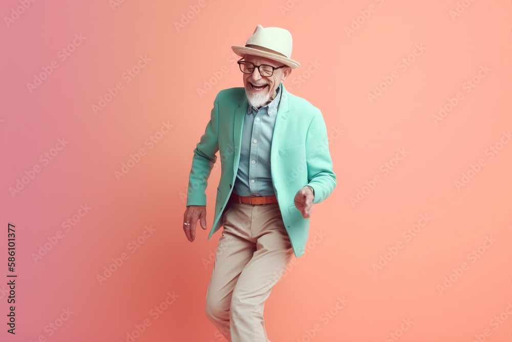 happy old hipster bearded man posing on camera, happy mood generative ai illustration happy old hipster bearded man posing on camera, happy mood generative ai illustration