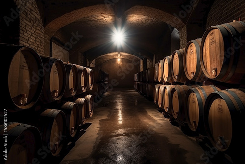 wine cellar with barrels