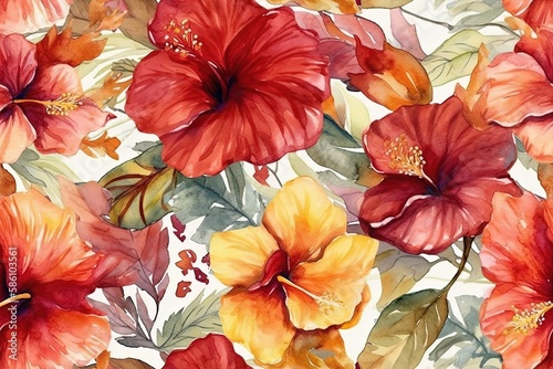 Illustration of colorful flowers on white background created with Generative AI technology