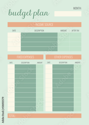 Wallpaper Mural Monthly budget planner. Vector illustration Torontodigital.ca