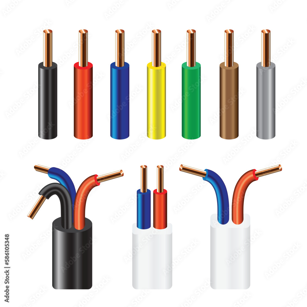 Electrical wire on white background. Copper wire is the electric ...
