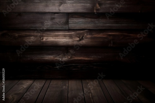 Vintage Dark Wooden Board Texture Background with Abstract Frame