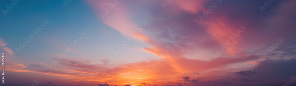 Clouds elegantly drifting through the resplendent sunset sky. Amazing sunset sky with clouds. Generative AI Clouds elegantly drifting through the resplendent sunset sky. Amazing sunset sky with clouds. Generative AI