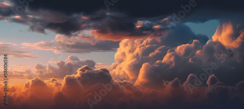 Fascinating cloud formations enhancing the beauty of a sunset sky. Generative AI © Lemart